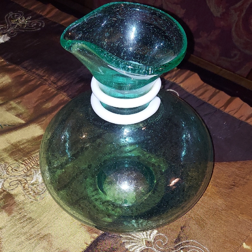 CRATE & BARREL PAOLA NAVONE RIVIERA HAND BLOWN GLASS WINE CARAFE DECANTER